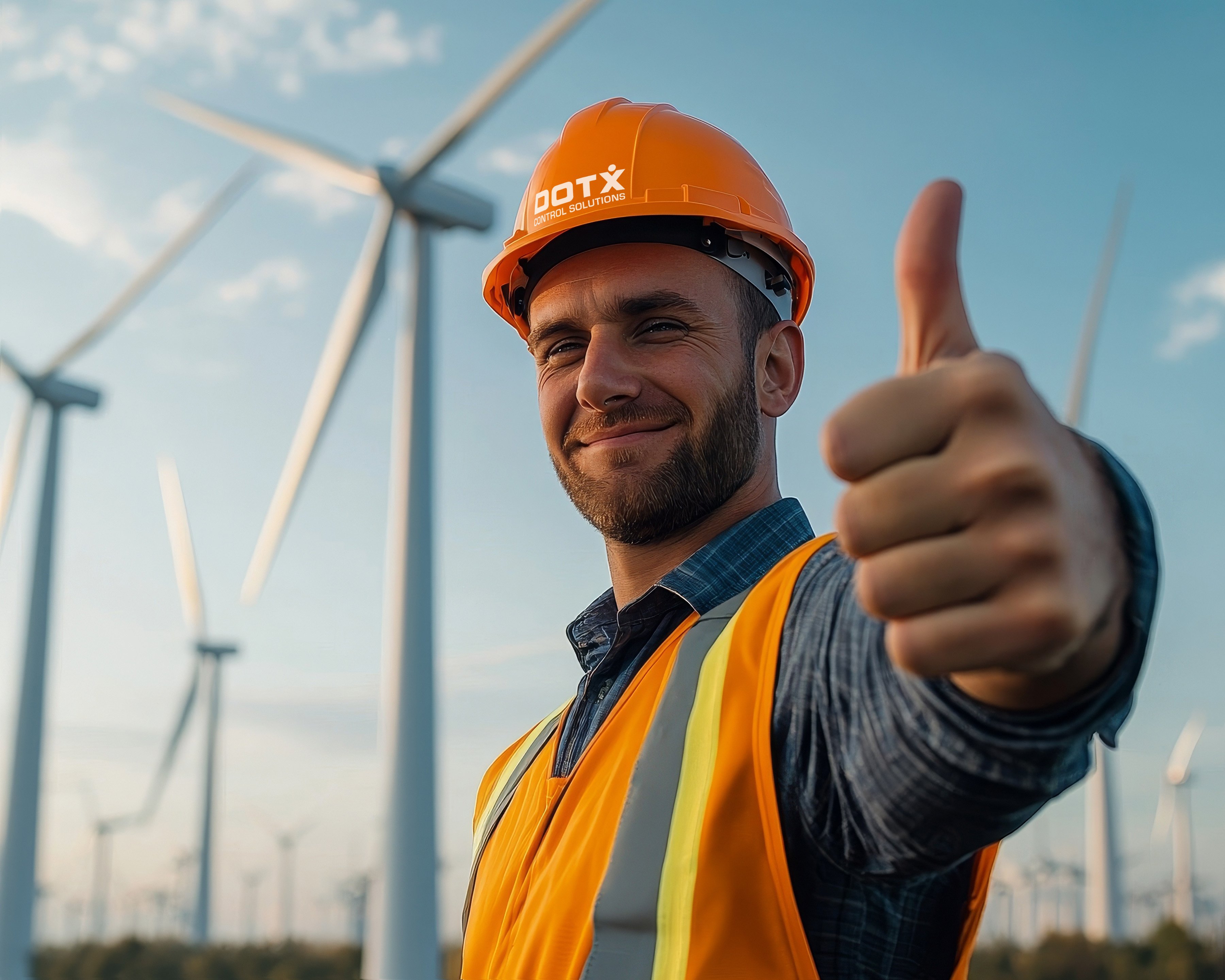 Windturbines onder bewolkte hemel — controller-IP-context